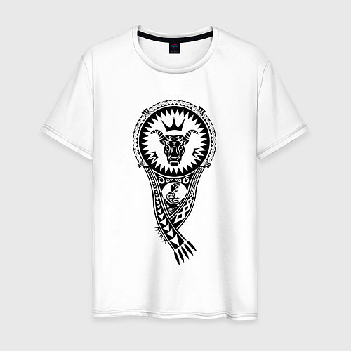 Мужская футболка Татуировка в стиле Полинезии / Белый – фото 1