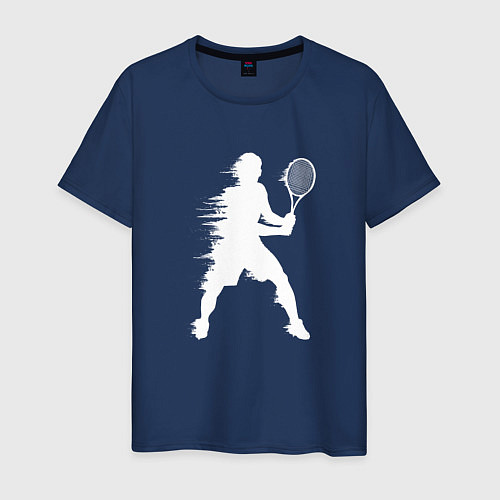 Мужская футболка Белый силуэт теннисиста / Тёмно-синий – фото 1