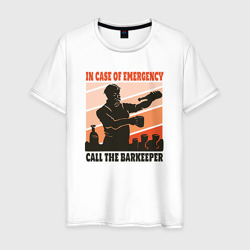 Мужская футболка In case of emergency call the barkeeper / Белый – фото 1