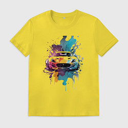 Футболка хлопковая мужская Яркий спортивный автомобиль, цвет: желтый