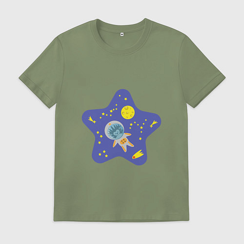 Мужская футболка Ежик в космосе / Авокадо – фото 1