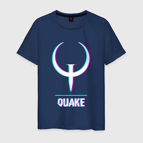 Мужская футболка Quake в стиле glitch и баги графики / Тёмно-синий – фото 1
