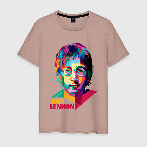 Мужская футболка John Lennon картина абстракция / Пыльно-розовый – фото 1