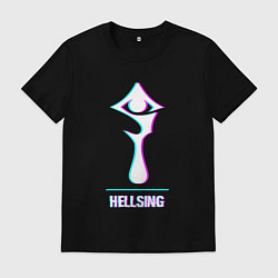 Мужская футболка Символ Hellsing в стиле glitch