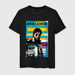 Футболка хлопковая мужская John Lennon - street art - legend, цвет: черный