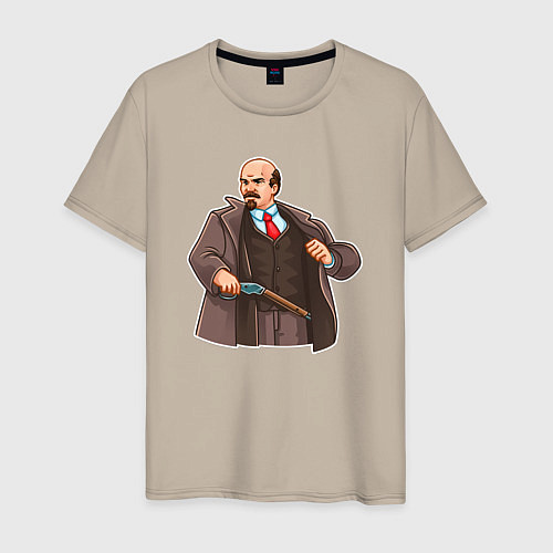 Мужская футболка Ленин достаёт ружьё / Миндальный – фото 1