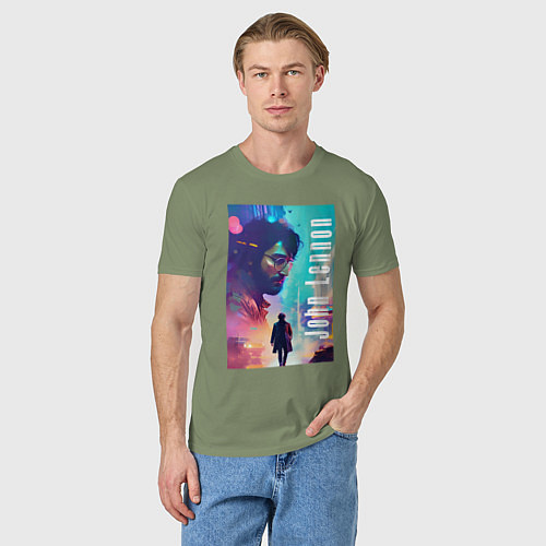 Мужская футболка Памяти Джона Леннона - Нью-Йорк / Авокадо – фото 3