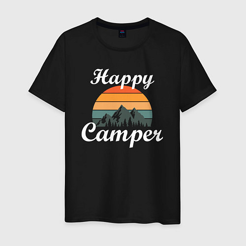 Мужская футболка Happy camper / Черный – фото 1