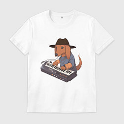 Мужская футболка Аниме Такса с синтезатором