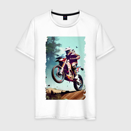 Мужская футболка Мотокросс - экстрим / Белый – фото 1