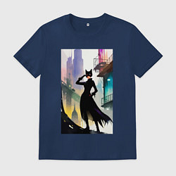 Футболка хлопковая мужская Леди-кошка - Нью-Йорк, цвет: тёмно-синий