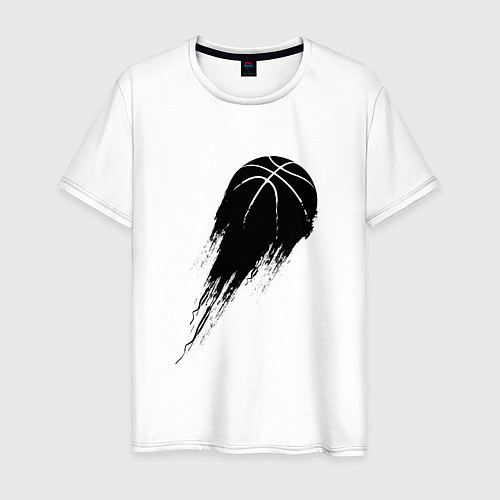 Мужская футболка Черный силуэт баскетбольного мяча / Белый – фото 1