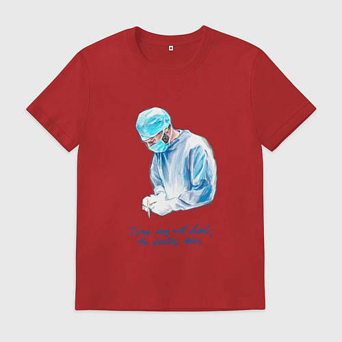 Мужская футболка Лечит не время - лечит доктор / Красный – фото 1