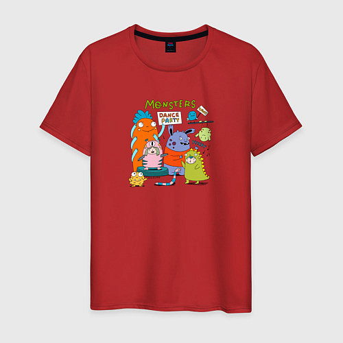 Мужская футболка Вечеринка милых монстров / Красный – фото 1
