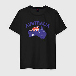 Футболка хлопковая мужская Australia, цвет: черный