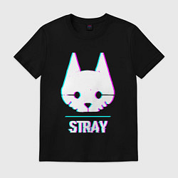 Футболка хлопковая мужская Stray в стиле glitch и баги графики, цвет: черный