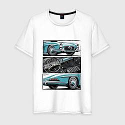 Футболка хлопковая мужская Mercedes-Benz 300SL Roadster V1, цвет: белый