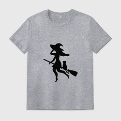 Мужская футболка Ведьмочка и кот на метле