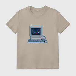 Футболка хлопковая мужская Самая известна компьютерная игра в СССР тетрис, цвет: миндальный
