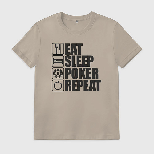 Мужская футболка Eat, sleep, poker, repeat / Миндальный – фото 1