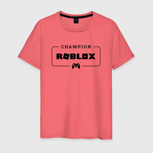 Мужская футболка Roblox gaming champion: рамка с лого и джойстиком / Коралловый – фото 1