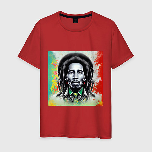 Мужская футболка Боб Марли граффити триколор / Красный – фото 1