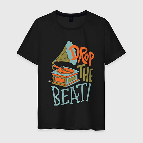 Мужская футболка Drop the beat / Черный – фото 1