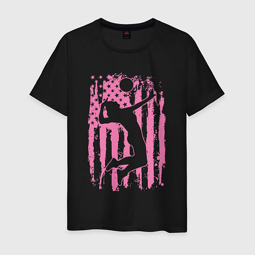 Мужская футболка Pink USA volleyball / Черный – фото 1