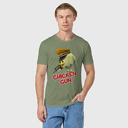 Футболка хлопковая мужская Chicken Gun logo, цвет: авокадо — фото 2
