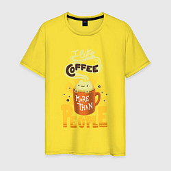 Футболка хлопковая мужская Кофе-котик, цвет: желтый