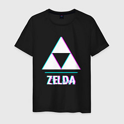 Футболка хлопковая мужская Zelda в стиле glitch и баги графики, цвет: черный