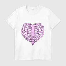 Футболка хлопковая мужская Bone heart, цвет: белый