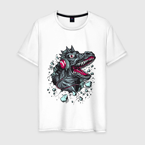 Мужская футболка Дракон в наушниках / Белый – фото 1