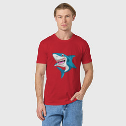 Футболка хлопковая мужская Улыбка акулы, цвет: красный — фото 2