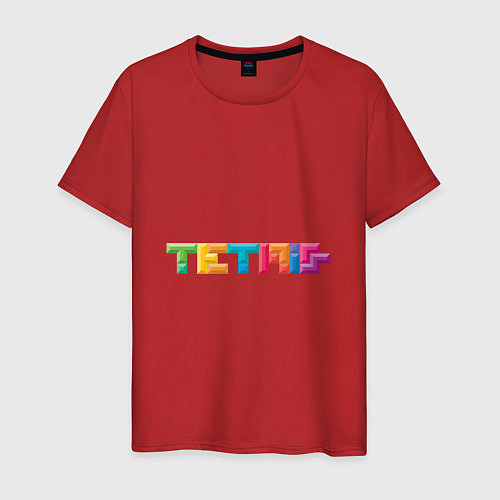 Мужская футболка Тетрис надпись / Красный – фото 1