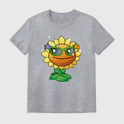 Футболка хлопковая мужская Подсолнух в очках, цвет: меланж
