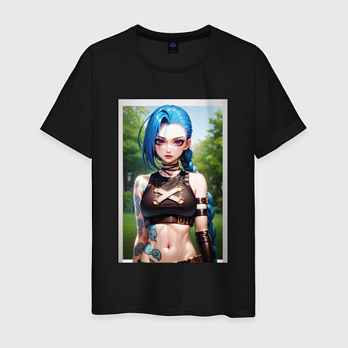 Мужская футболка Arcane League Of Legends JINX model / Черный – фото 1