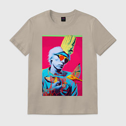 Футболка хлопковая мужская Andy Warhol - self-portrait, цвет: миндальный