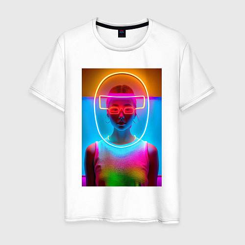 Мужская футболка Japan girl - glow - neural network / Белый – фото 1