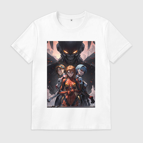 Мужская футболка Лучшие девочки Евангелиона: Аска, Рей / Белый – фото 1