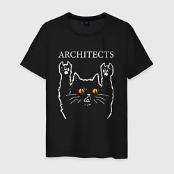 Футболка хлопковая мужская Architects rock cat, цвет: черный