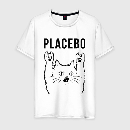 Мужская футболка Placebo - rock cat / Белый – фото 1