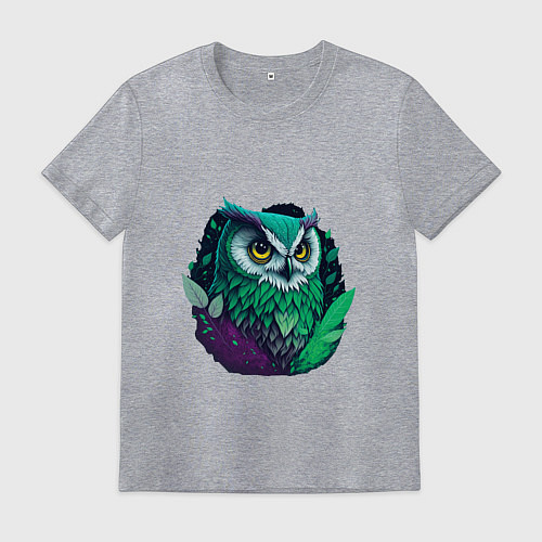 Мужская футболка Изумрудная сова / Меланж – фото 1