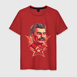 Футболка хлопковая мужская Граффити Сталин, цвет: красный