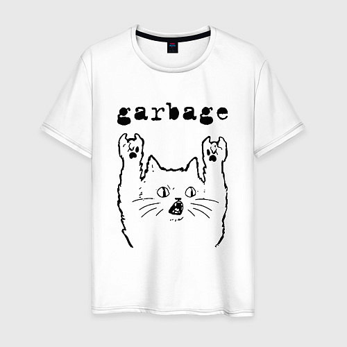 Мужская футболка Garbage - rock cat / Белый – фото 1