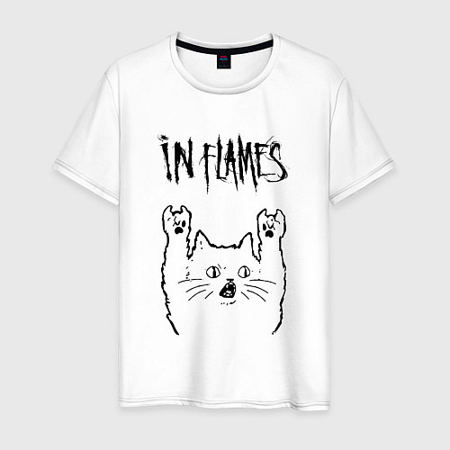 Мужская футболка In Flames - rock cat / Белый – фото 1