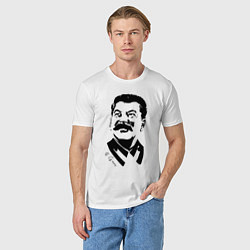Футболка хлопковая мужская Сталин чб, цвет: белый — фото 2