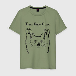 Футболка хлопковая мужская Three Days Grace - rock cat, цвет: авокадо