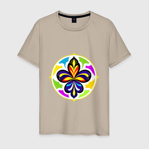 Мужская футболка Гербовая лилия в цветовой абстракции / Миндальный – фото 1