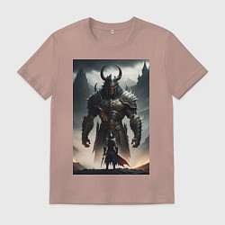 Футболка хлопковая мужская King of demon, цвет: пыльно-розовый